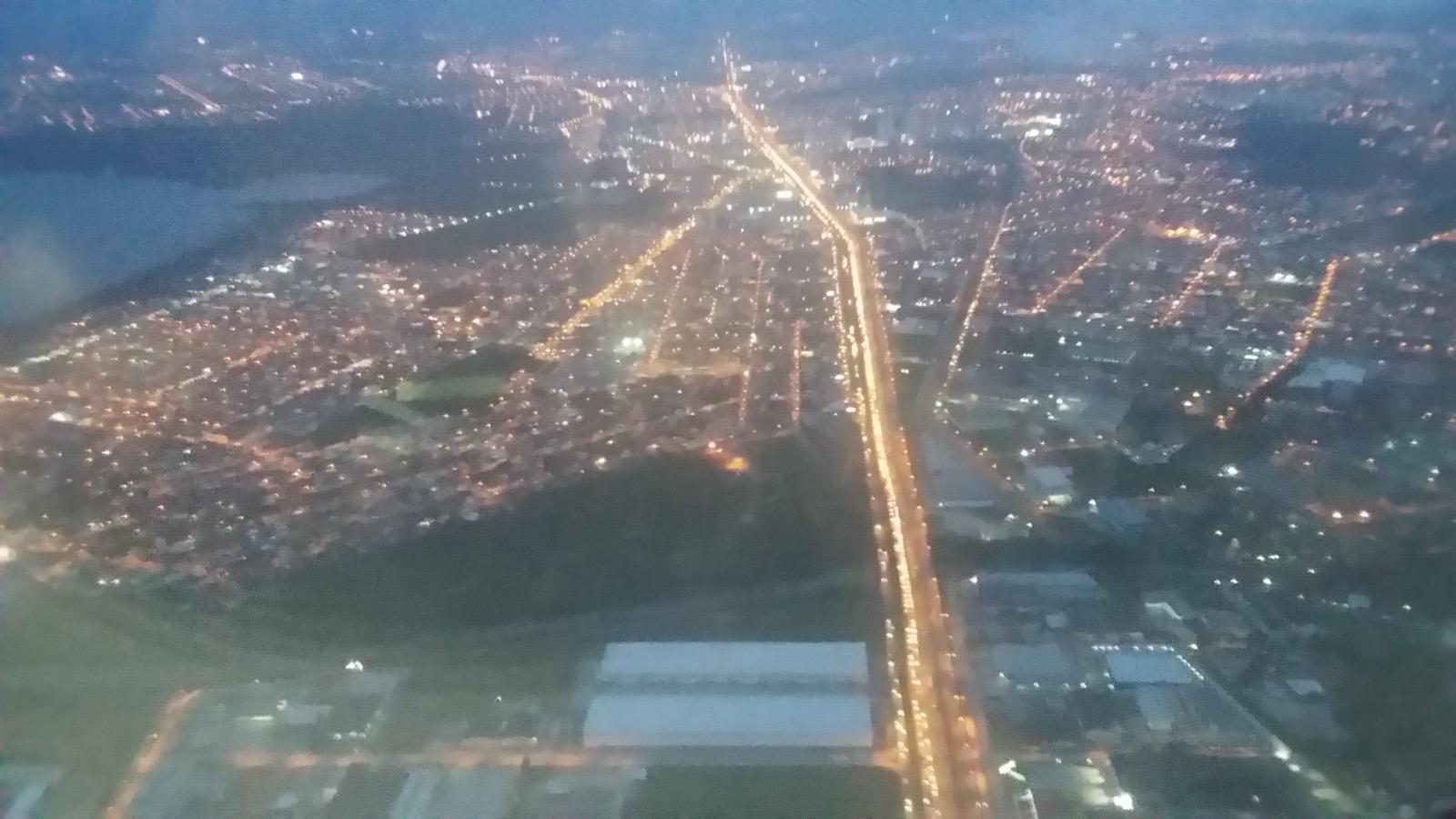 Florianópolis at night from the plane